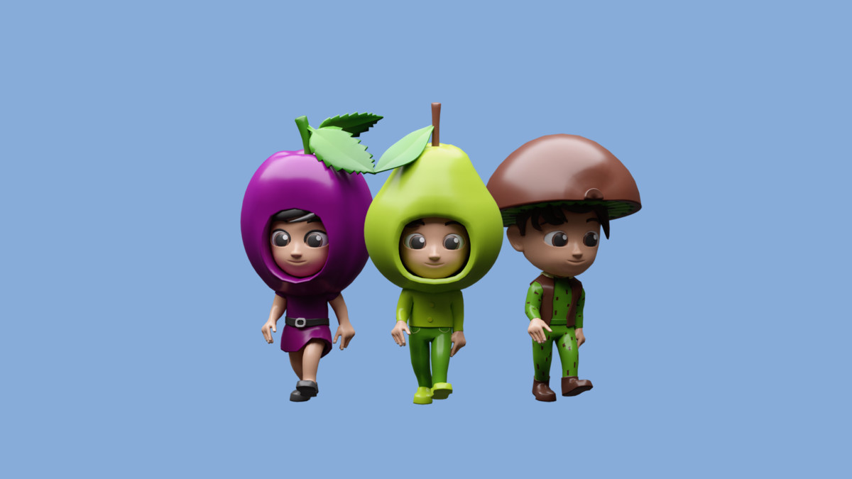 Cartoon kids 3 03 in fruit costumes