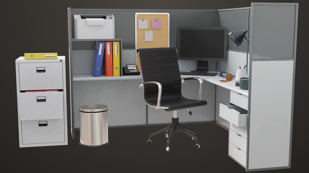 Office Desk Props Single Mat URP HDRP Textures