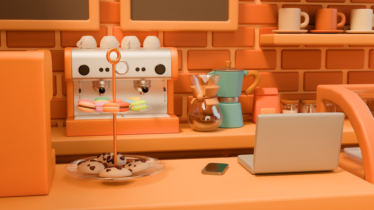 Cozy Coffee Shop Interior Props & Modular Parts