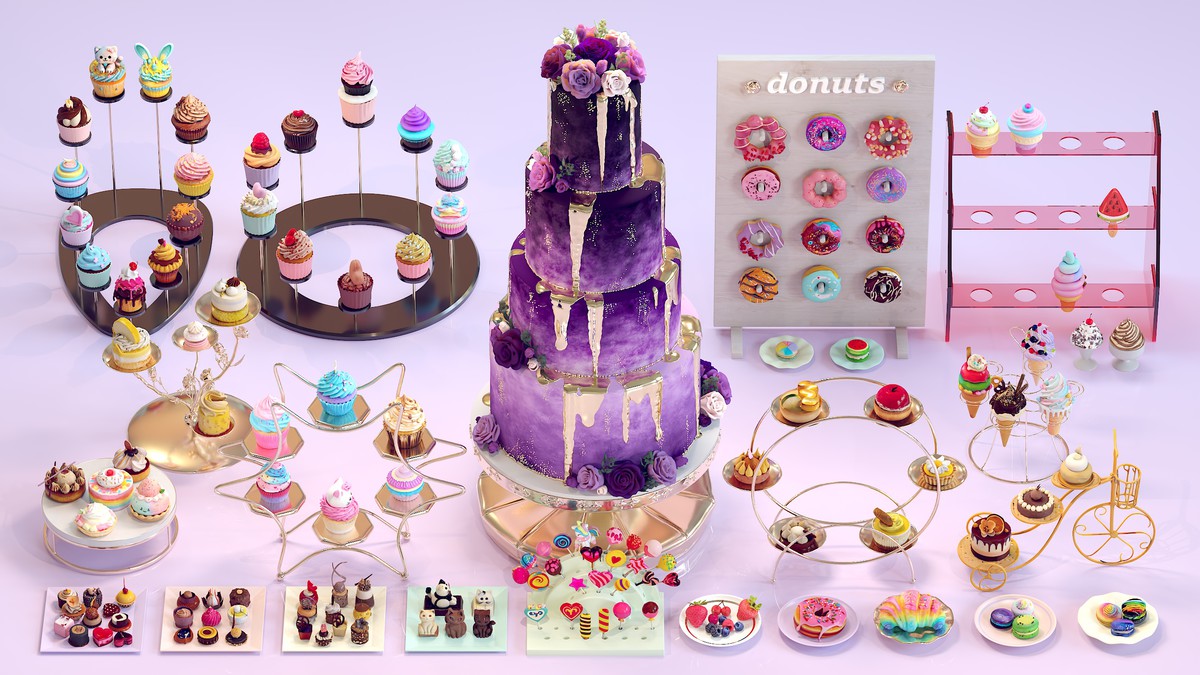 Sweet Dessert Asset Pack (Donuts, Cupcakes, Cake, Ice Cream, Candy)