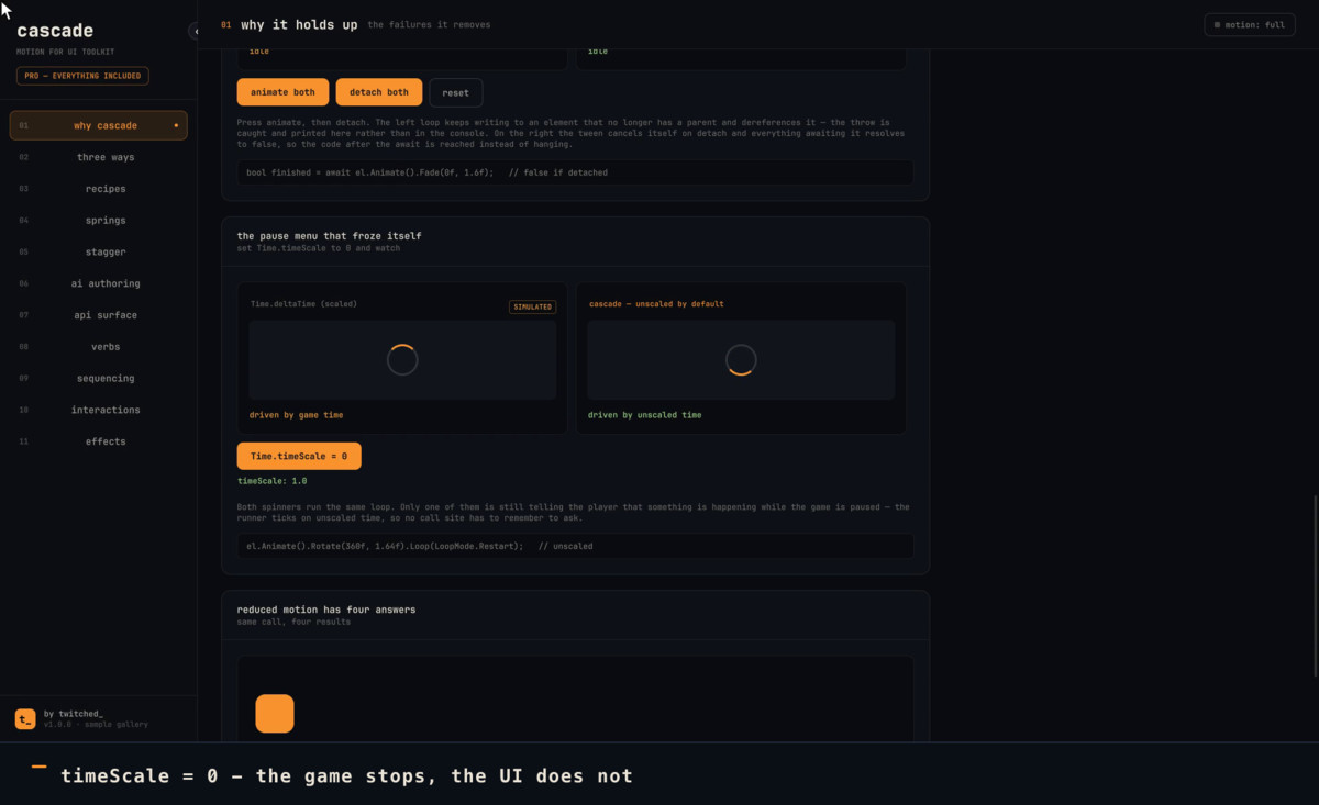 Cascade : UI Toolkit Animation, Tweens & Transitions