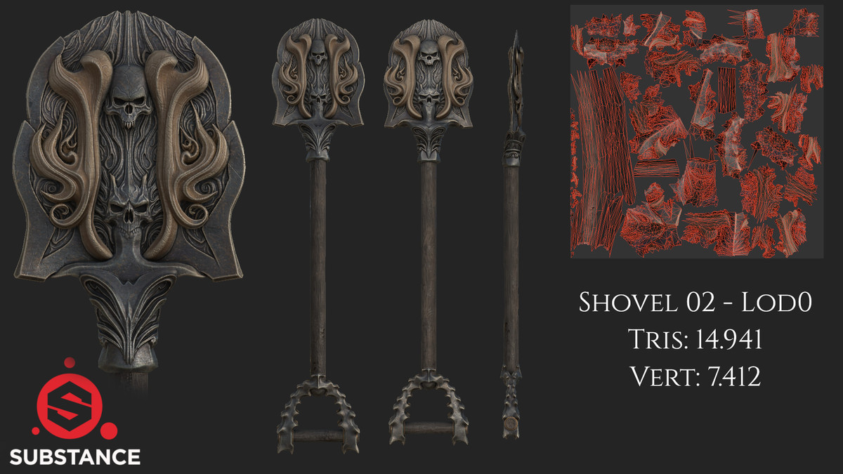 5 Dark Fantasy Shovels / Spades