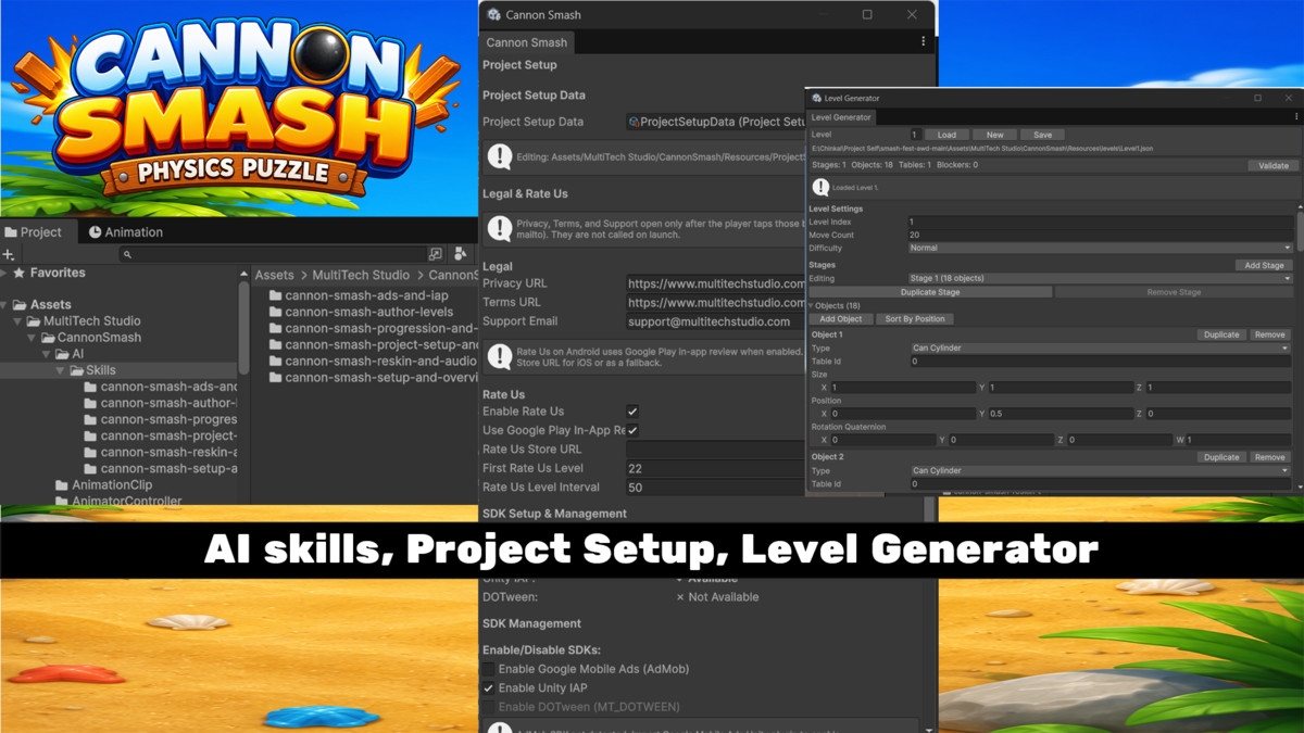Cannon Smash: 3D Physics Puzzle – Complete Game Template