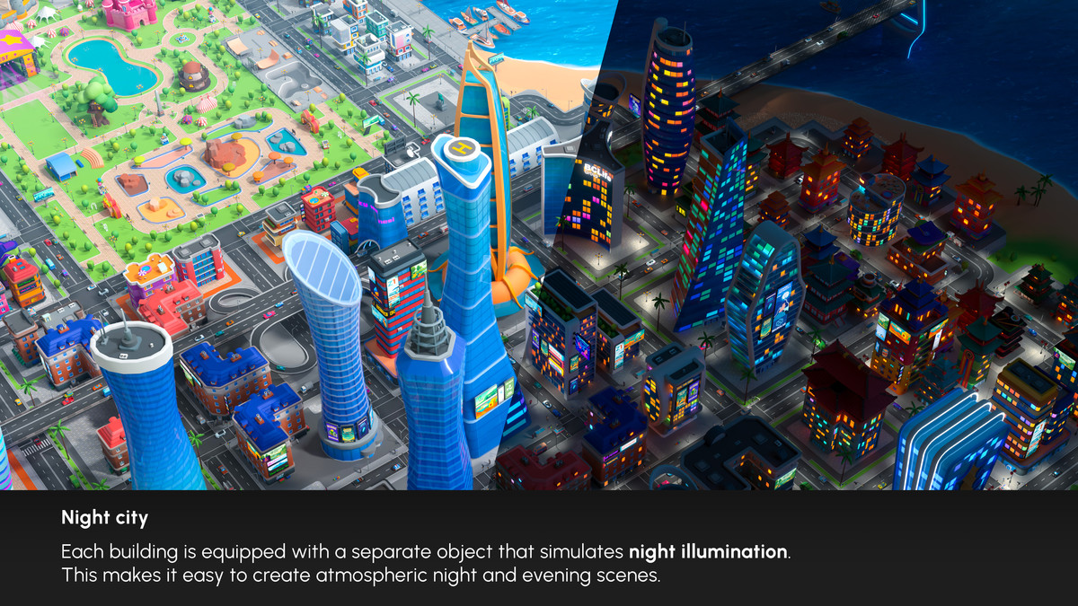 Cartoon City - Low Poly City 3D Models Pack