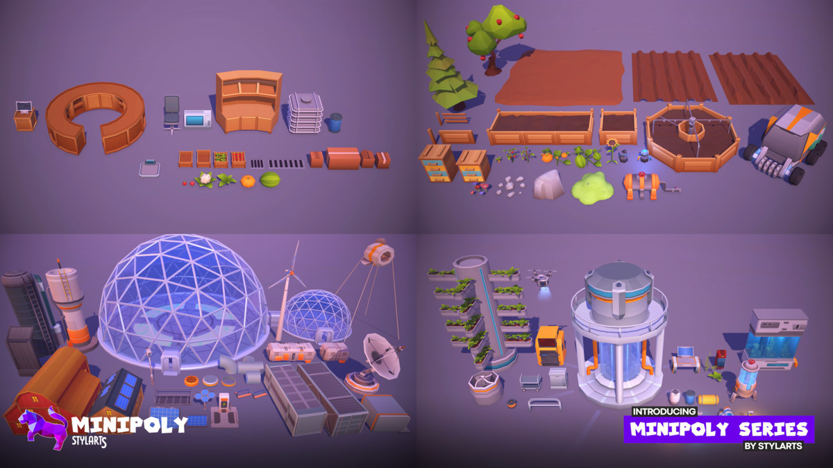 Minipoly Series - Eco-Future Farm Village ( Stylized Lowpoly Environment )