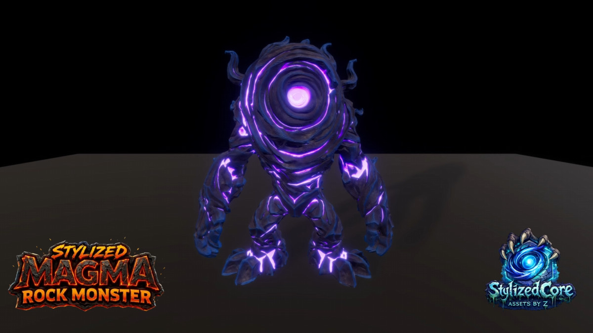 Stylized Magma Rock Monster Pack 1 – Core Variant (Animated, LOD, Skins)