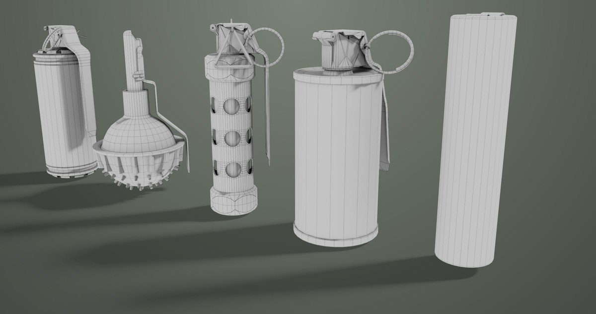 Smoke and Flash Grenades Single Mat URP HDRP Textures