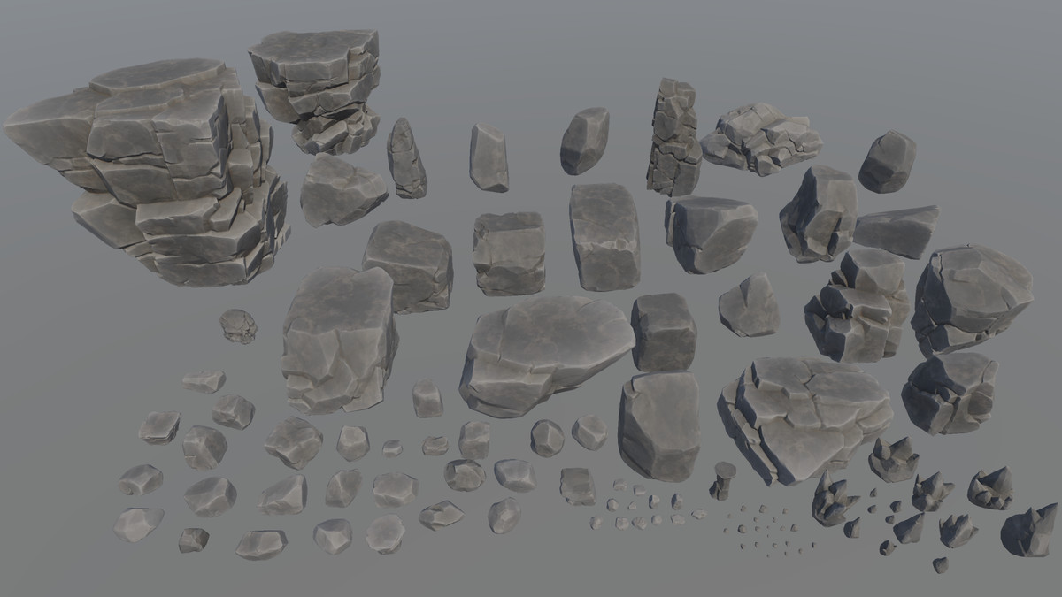 100 Stylized Modular Rocks