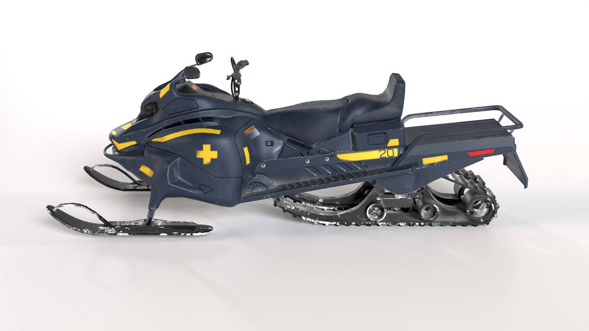 Snowmobile Physics, High Quality Game Ready 3D Model