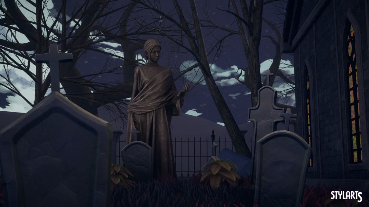Stylized Spooky Cemetery Crypt