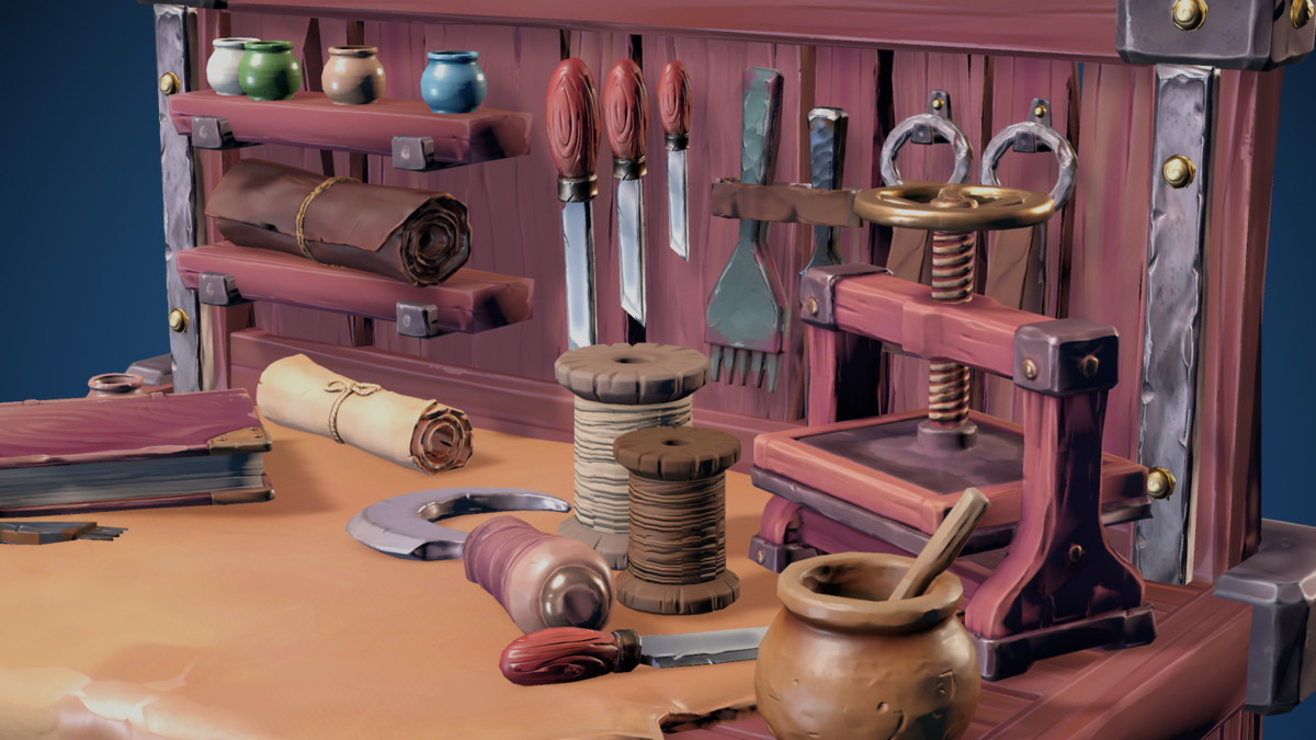 Stylized Leather Workbench #2 - 3 Tiers- AAA quality