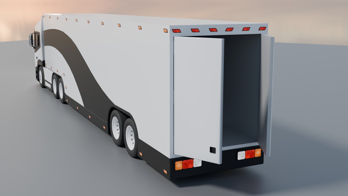 EV Semi Truck Vehicle Pack – Modular Trailer, With Interior & Openable Doors