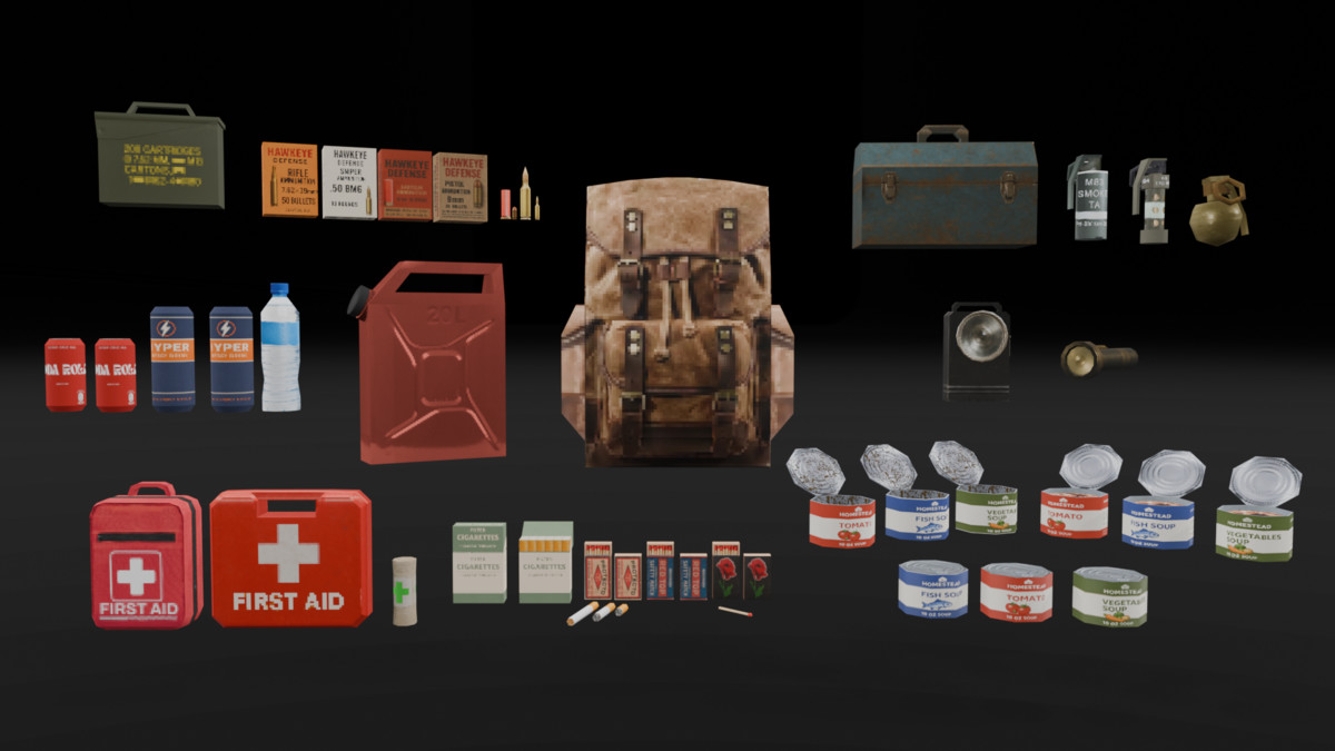 PSX Supplies Pack – 46 Lowpoly Supplies Props