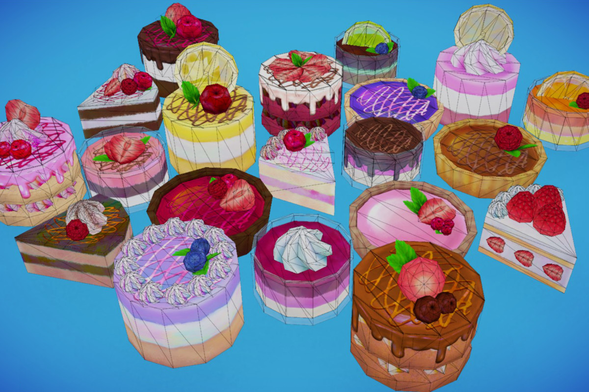 Modular Hand-Painted Dessert Pack – Customizable Low-Poly Bakery Food Props