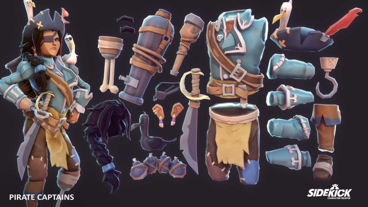 Sidekick Package Pirate Captains – Sidekick Modular Characters by Synty by Synty Studios