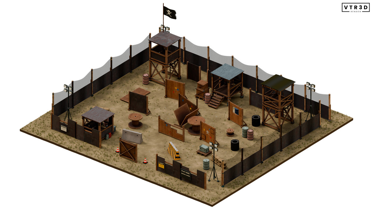Paintball Field Modular Pack - 74 Textured Environment Assets