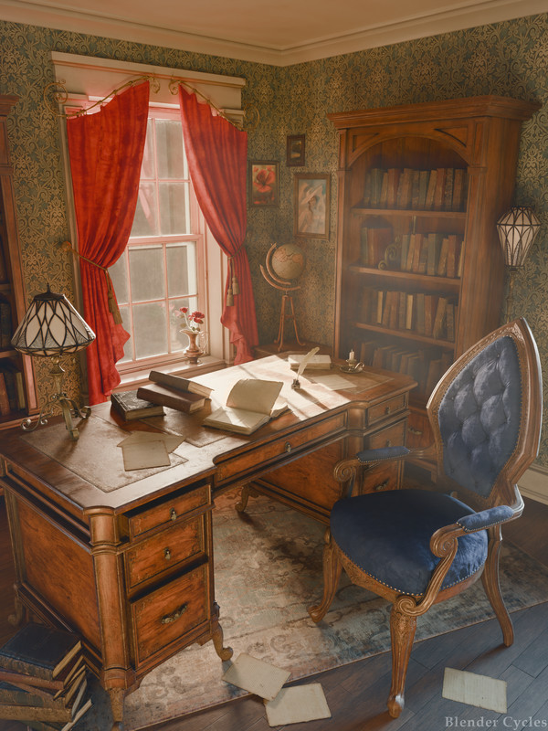 Vintage Velvet Mahogany Office Set