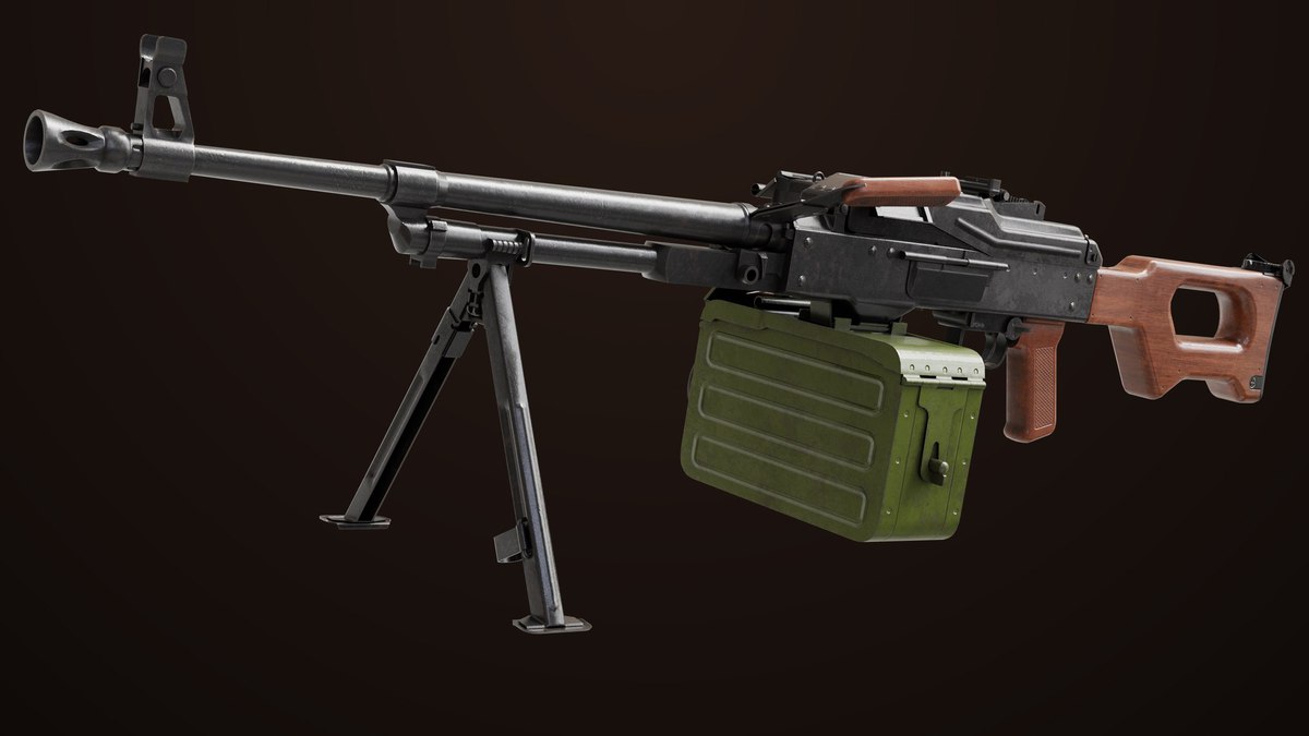 Machine Gun 11 Wood handle URP HDRP Textures