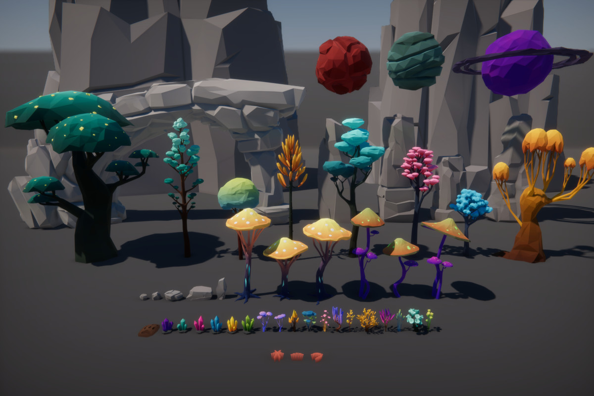 Low Poly Sci-Fi Planet Base - Space Station