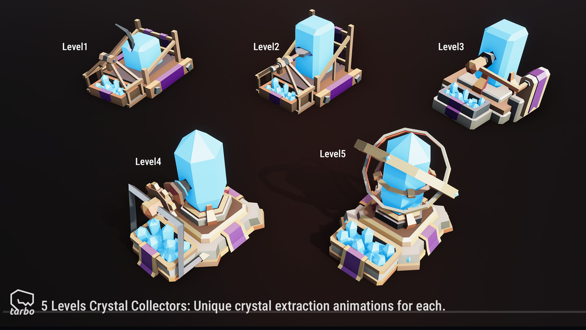 Tower Defense Mining & Walls Pack - Low Poly 3D Art