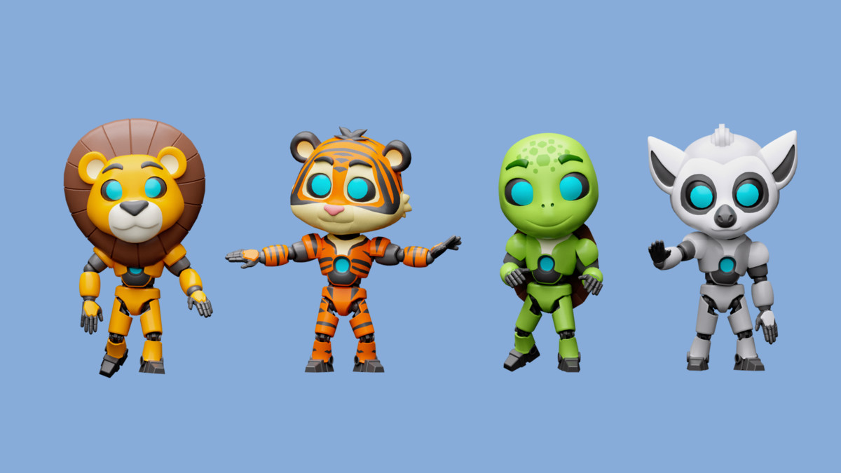 Cartoon characters animals 2 03 robots