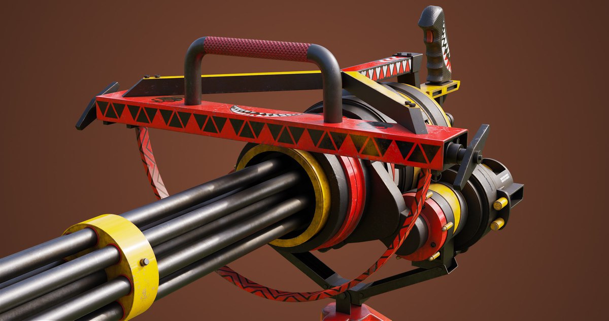 Minigun Machine Gun RED URP HDRP