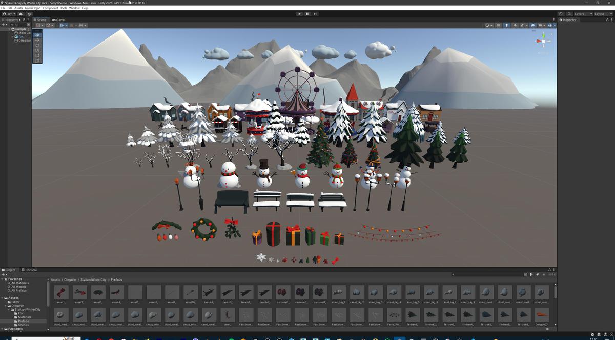 Stylized Lowpoly Winter City Asset Pack