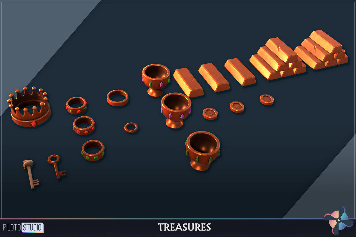 Stylized Treasures Megapack - Chests, Crystals, Gold, Silver, Copper