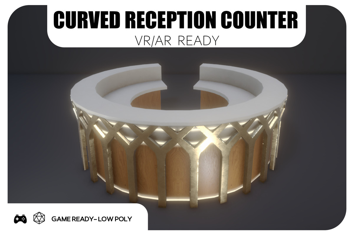 Curved Reception Counter - Game Ready