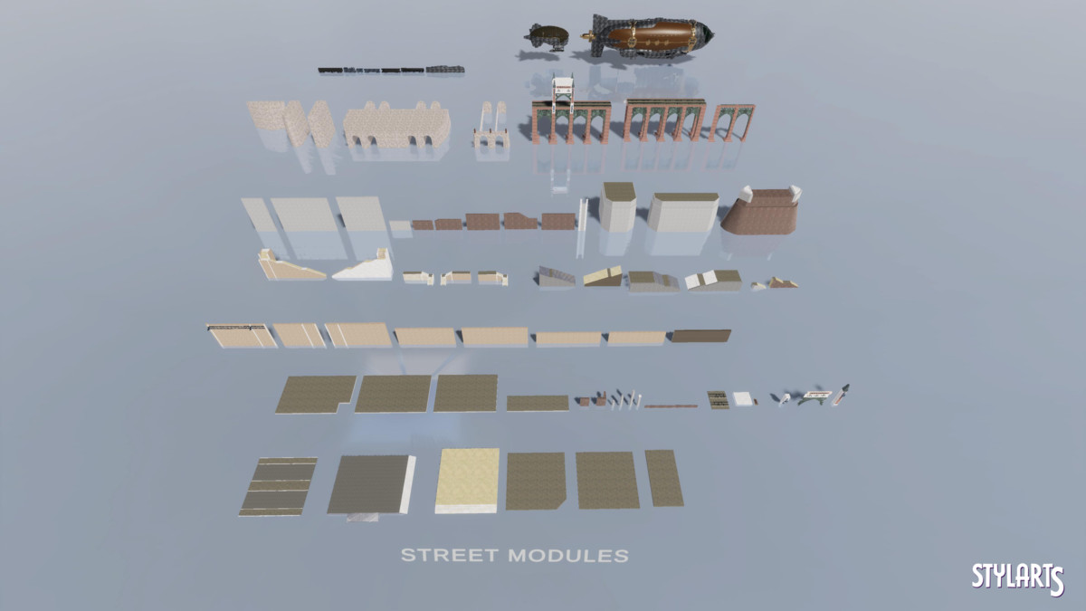 Stylized Steampunk City, image 18