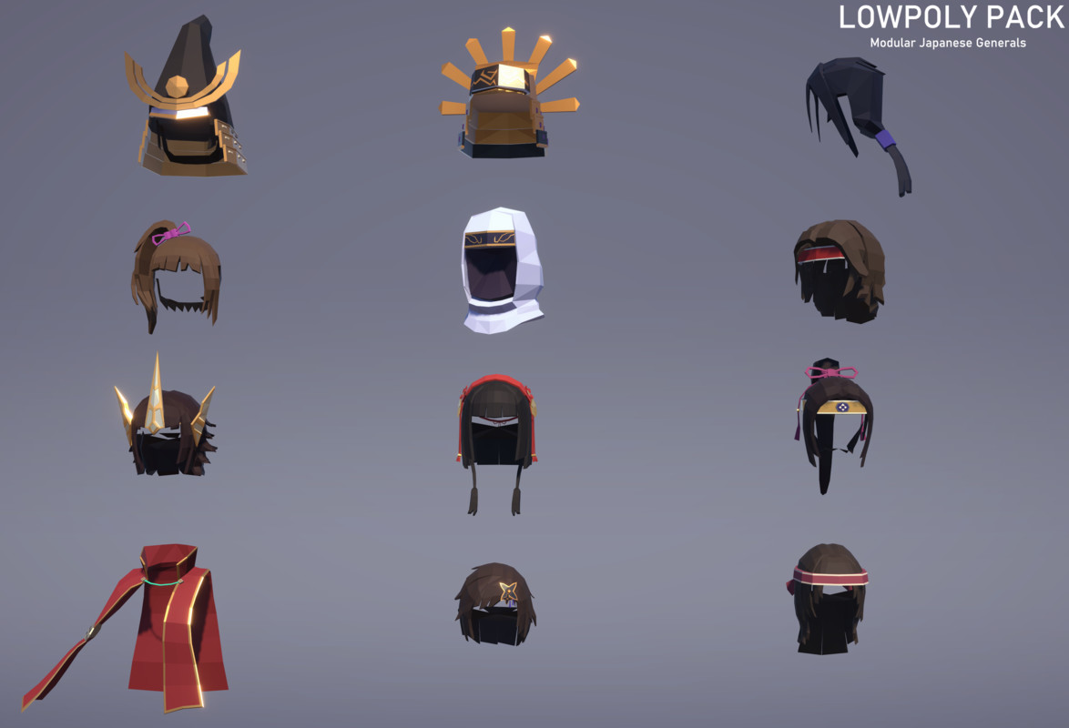 LowpolyPack_ Modular Japanese Generals