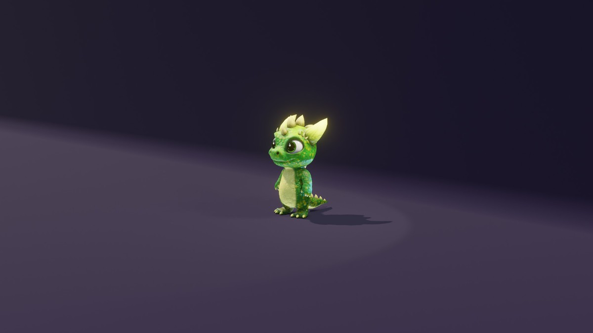 Cartoon Green Dinosaur 3D Model (Low-Poly, Game-Ready, Animated, Built-In)