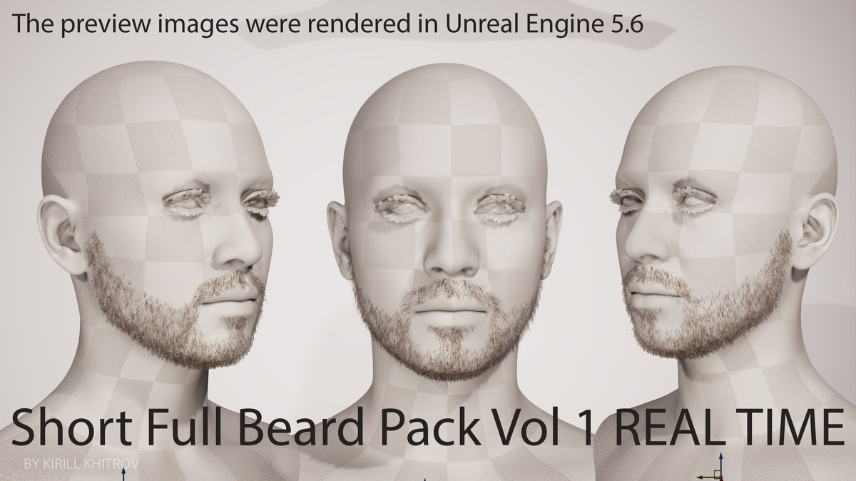 Short to Medium Boxed Beard Growth Pack Vol. 1 - 5 Real-Time Facial Hair Styles