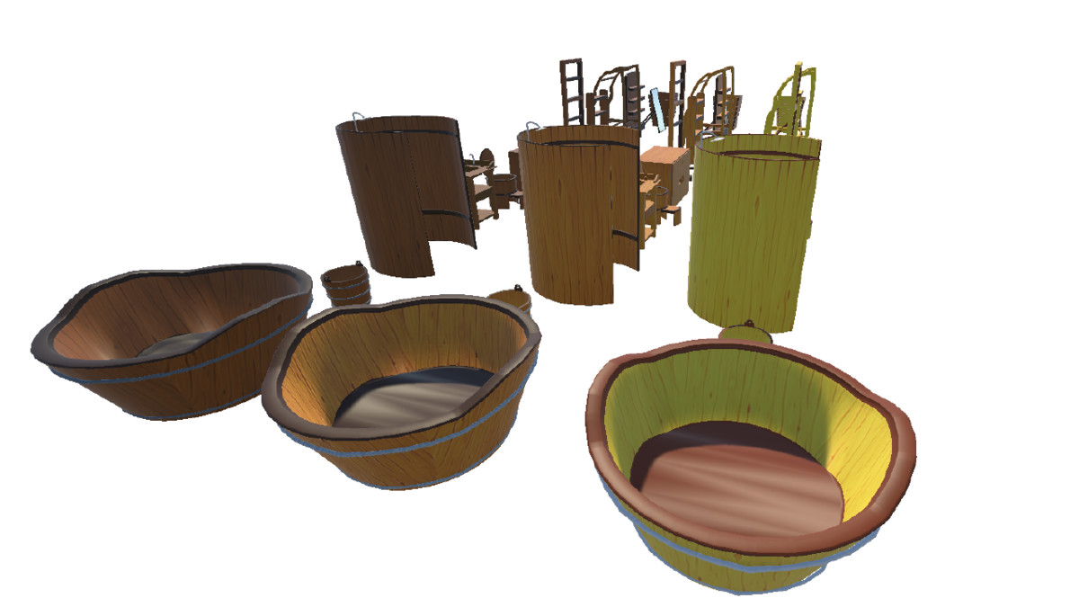 Low-Poly BathRoom Kit – Stylized Wooden Set