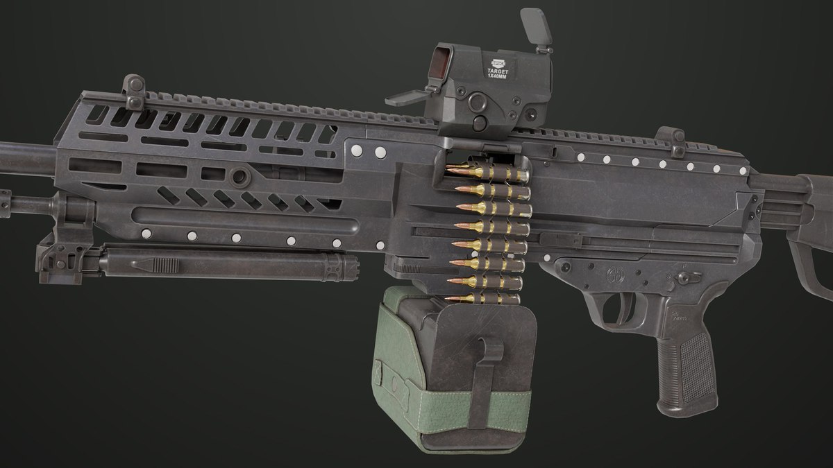 Machine Gun 14 Black URP HDRP Textures