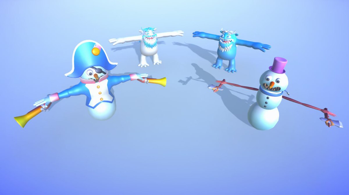 Cute characters and beautiful New Year and Christmas surroundings