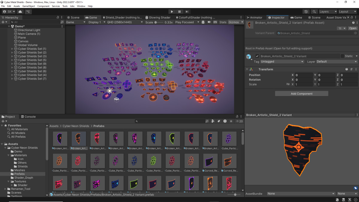 Cyber Neon Defense Shields 3D