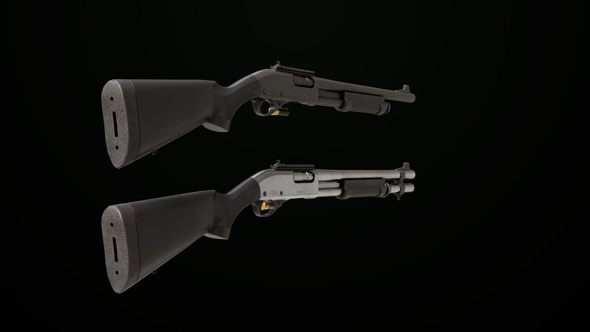 Long Shotgun 01 Black And Silver Single Mat URP HDRP Textures