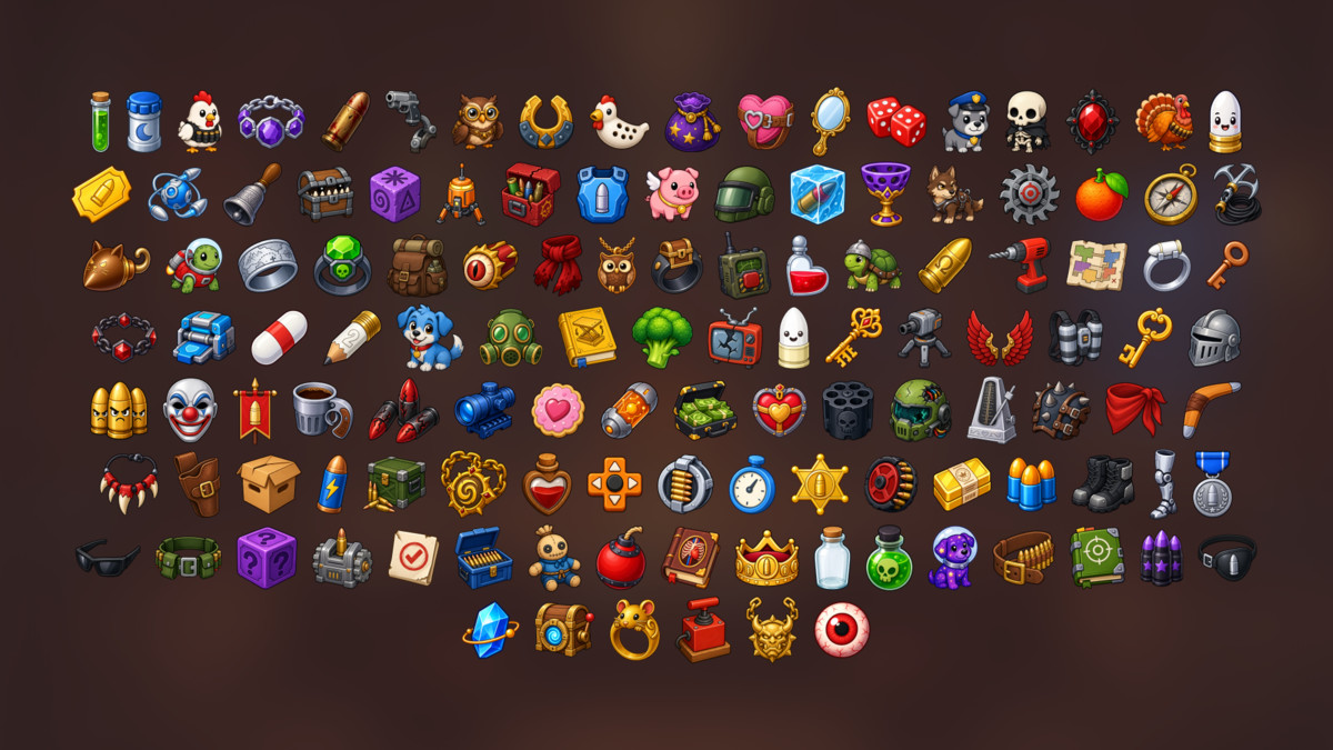 Game Inventory Loot Adventure Items Collectibles Equipment Icons Pack