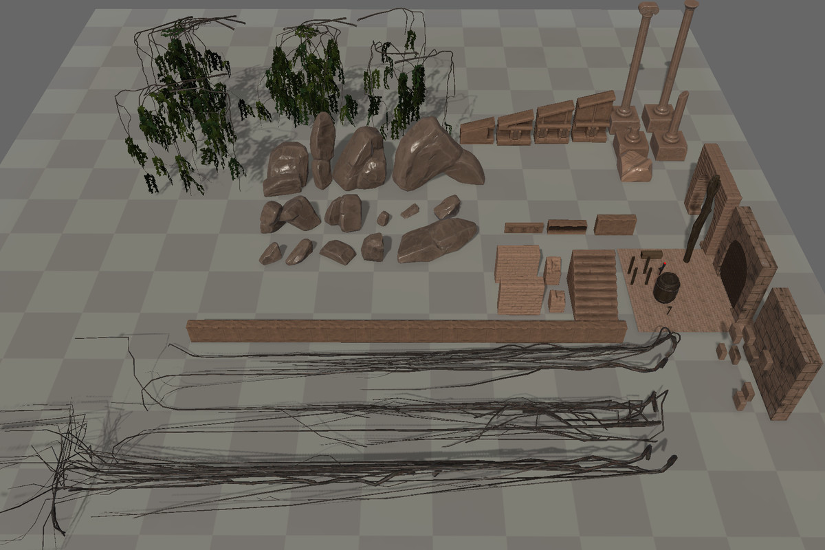 Ancient Roman Temple & Rocks Pack-URP