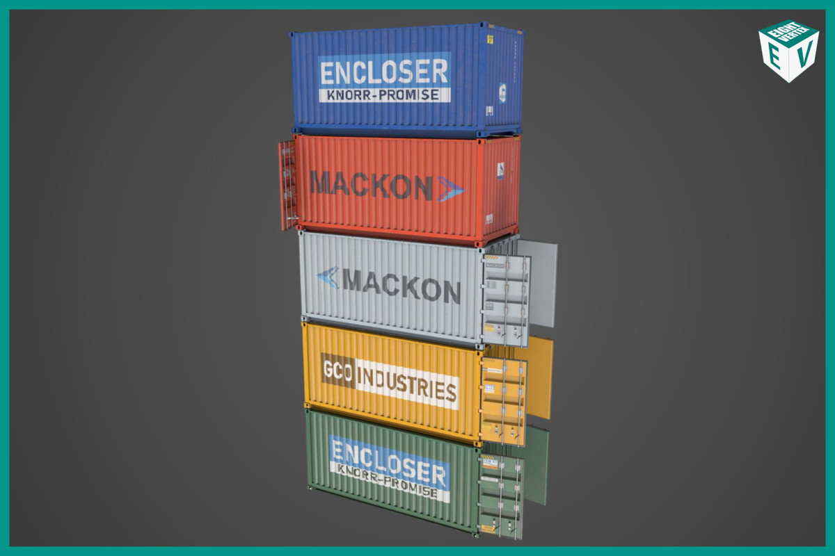 5 Cargo Container 20ft Single Mat URP HDRP Textures