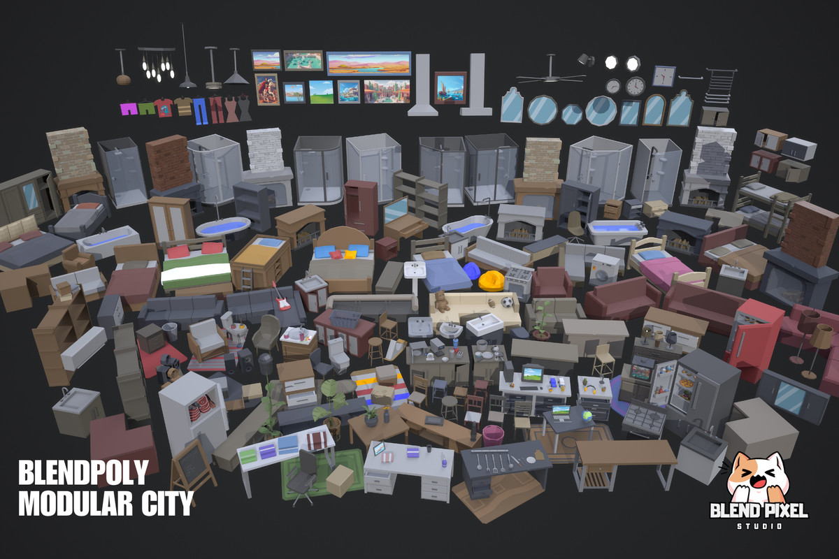 BlendPoly Modular City - Low Poly Assets