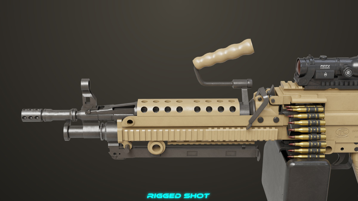 Machine Gun Sandal and Black Ammo Box URP HDRP Textures