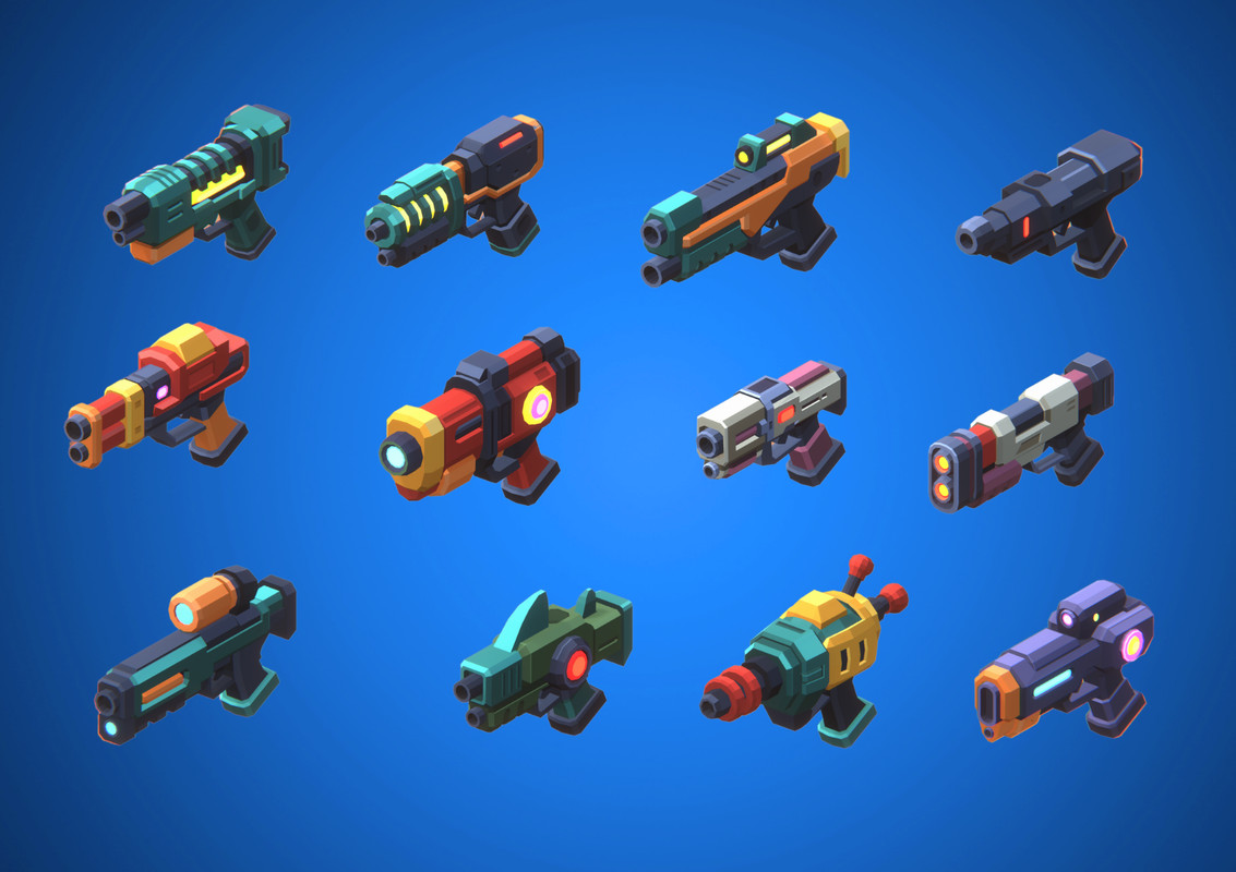 Sci-Fi Low Poly Energy Blasters - Sector Alpha | Cosmic Retro