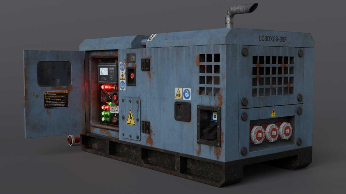 Diesel Generator (Interactive - Game ready)