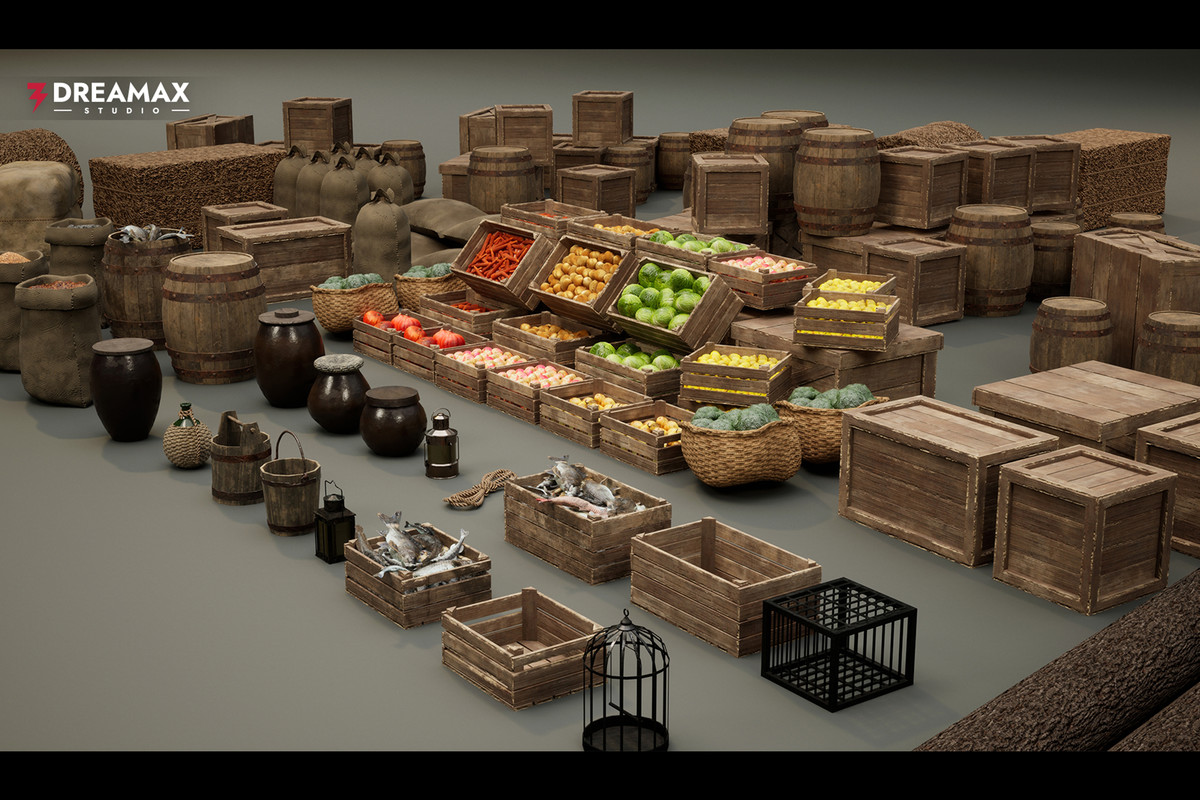 Medieval Market Props - Merchant, Village, Harbor & Fantasy RPG Assets Vol.1