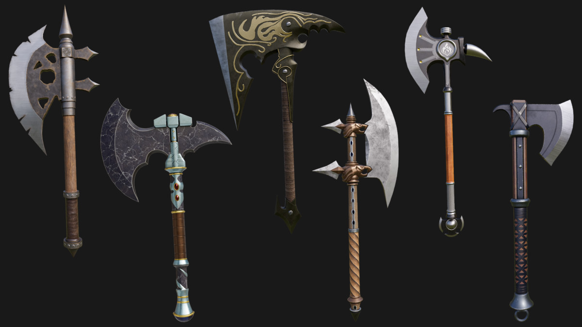 6 Battle Axes Collection 01 URP HDRP Textures