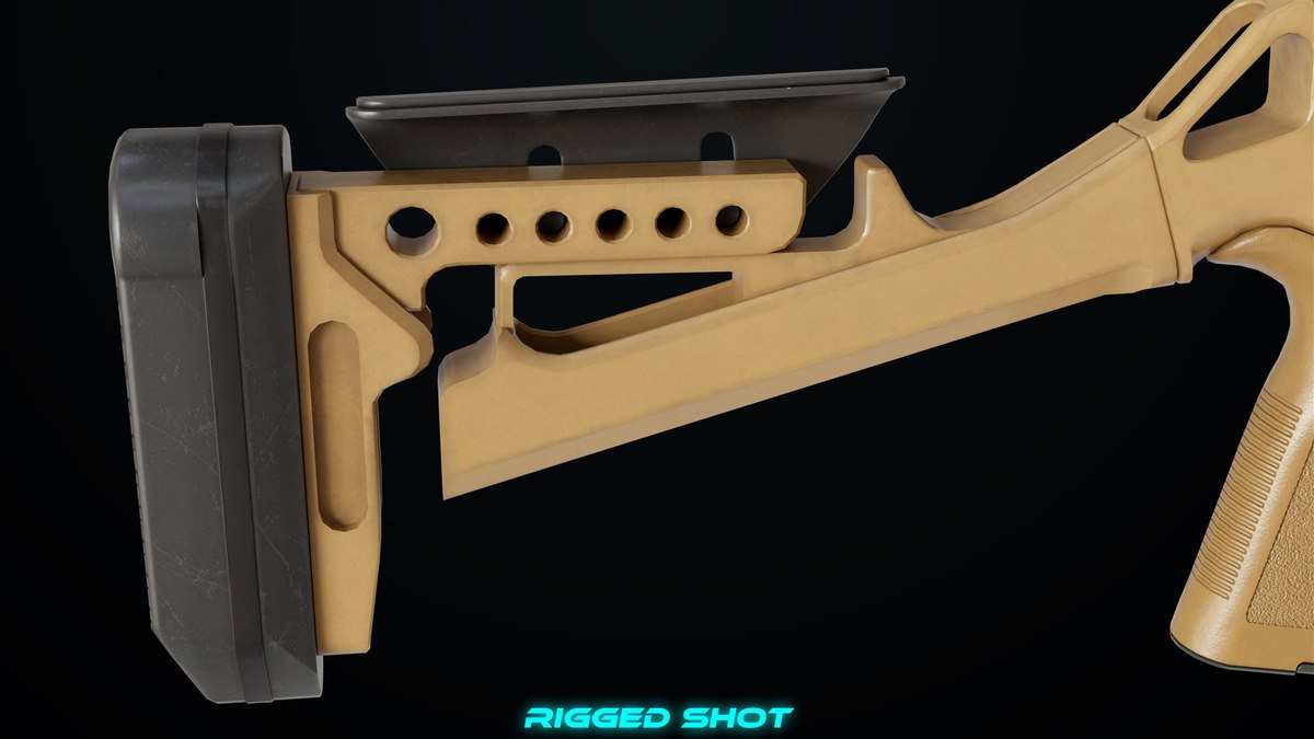 Long Shotgun 04 Black and Sandal Single Mat URP HDRP Textures