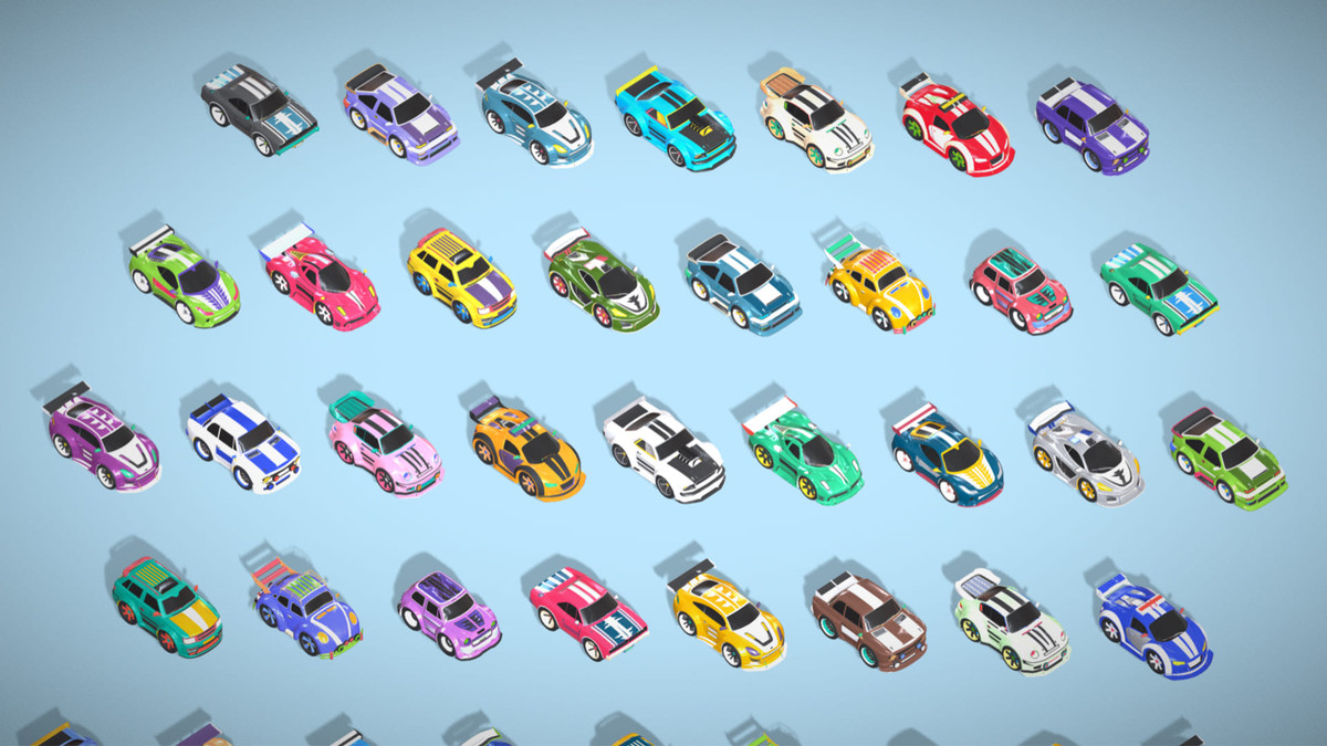 Tiny Sports Car Pack - 66 Low Poly Cute Toon Style Mini Racing Cars Chibi Style