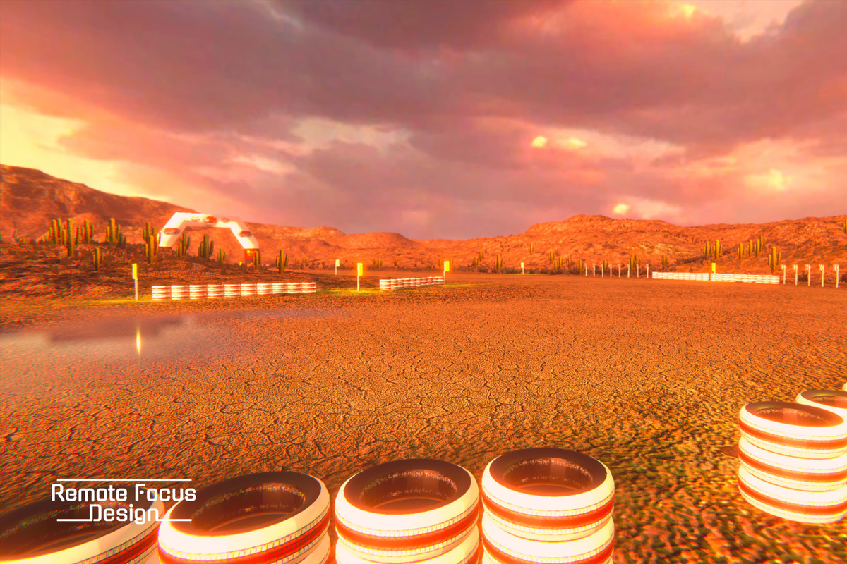 Drift race track Desert at sunset